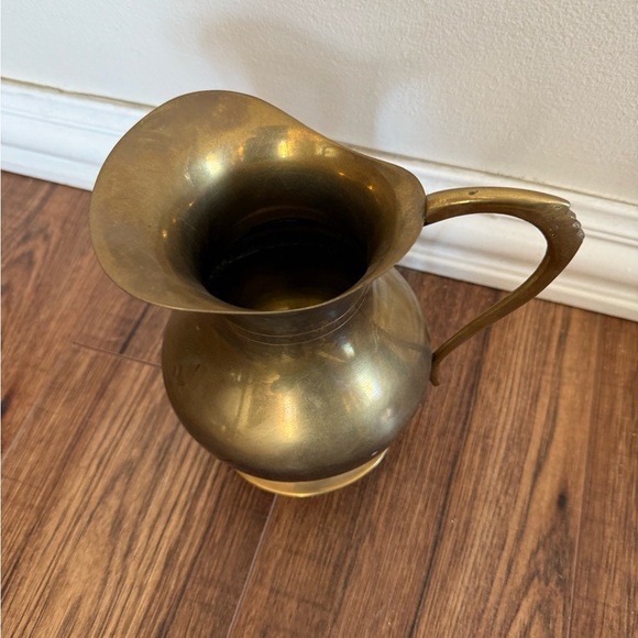 Vintage Solid Brass Pitcher Gold 7.5” - Picture 2 of 8